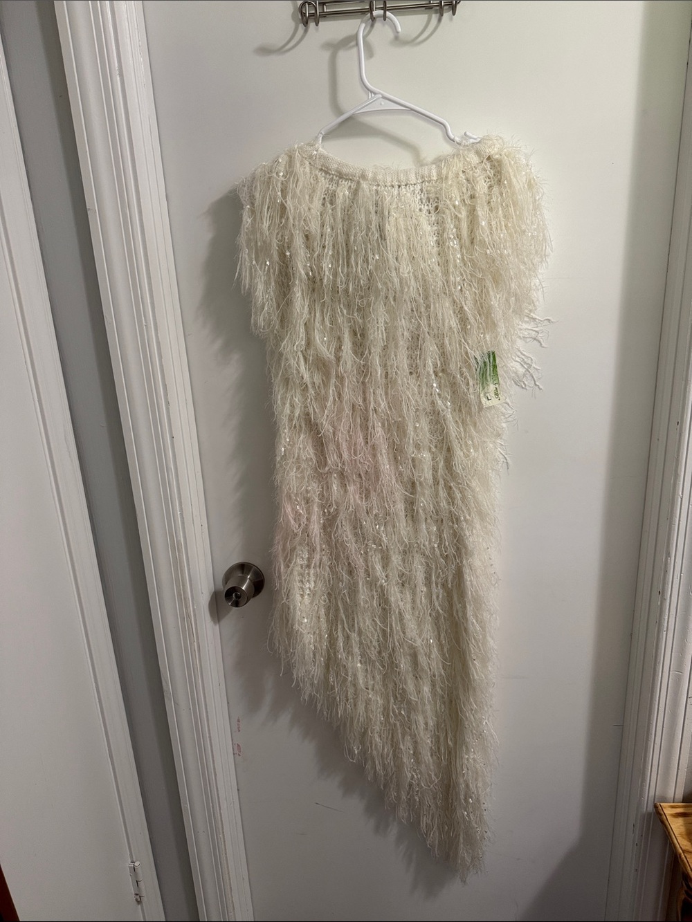 Ladies Ivory Fringe Party Dress size L NWT